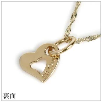 ハワイアンジュエリーネックレス ゴールド 【チェーン付】 ペンダント 14金 14K イエローゴールド オープンハート ハート 波 プチの画像