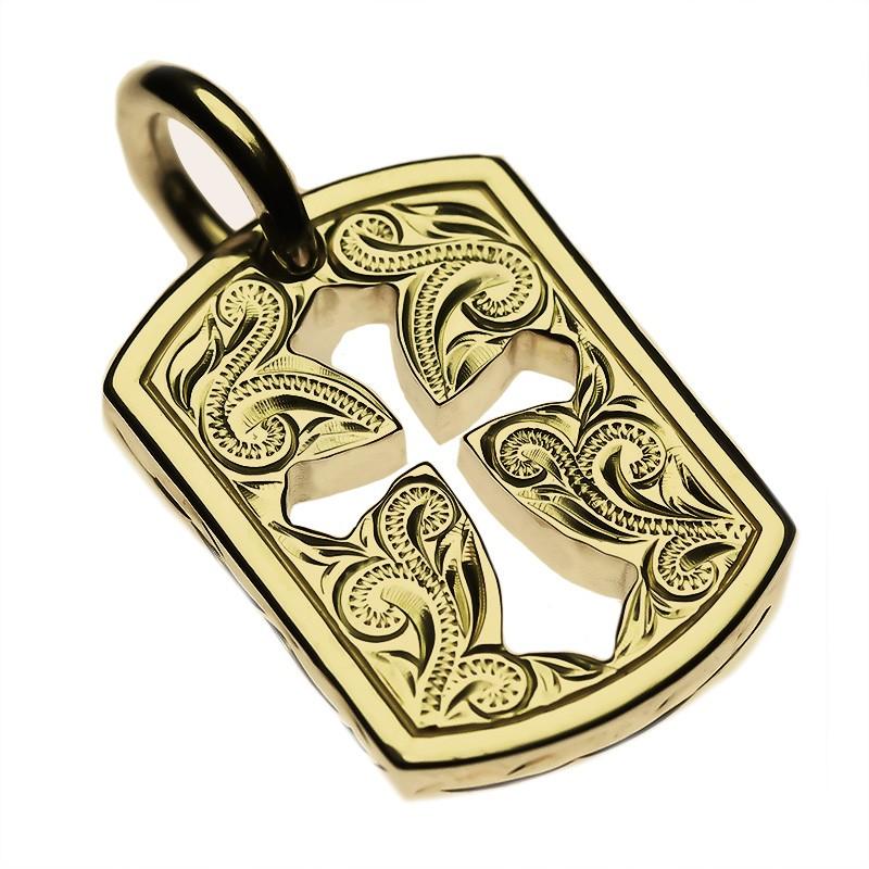 LONO クロス プレート ペンダント PC025B スクロール 波 ロノ ハワイアンジュエリー (トップのみ)  14K ゴールド 男女兼用 ネックレス_4