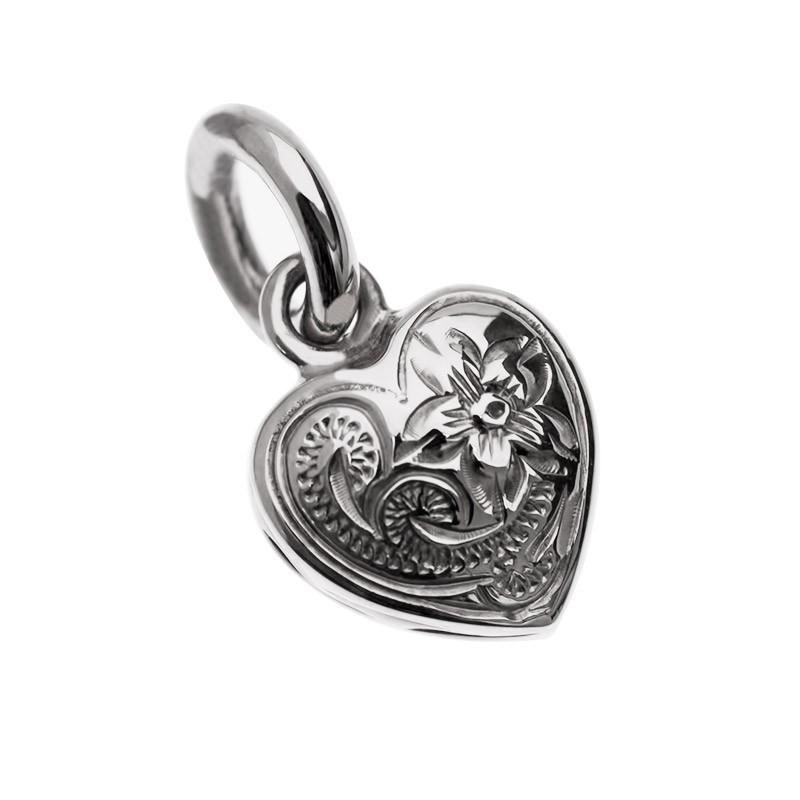 LONO ハート ペンダント ネックレス プルメリア スクロール 波 PH008B ロノハワイアンジュエリー14K ゴールド 男女兼用の画像