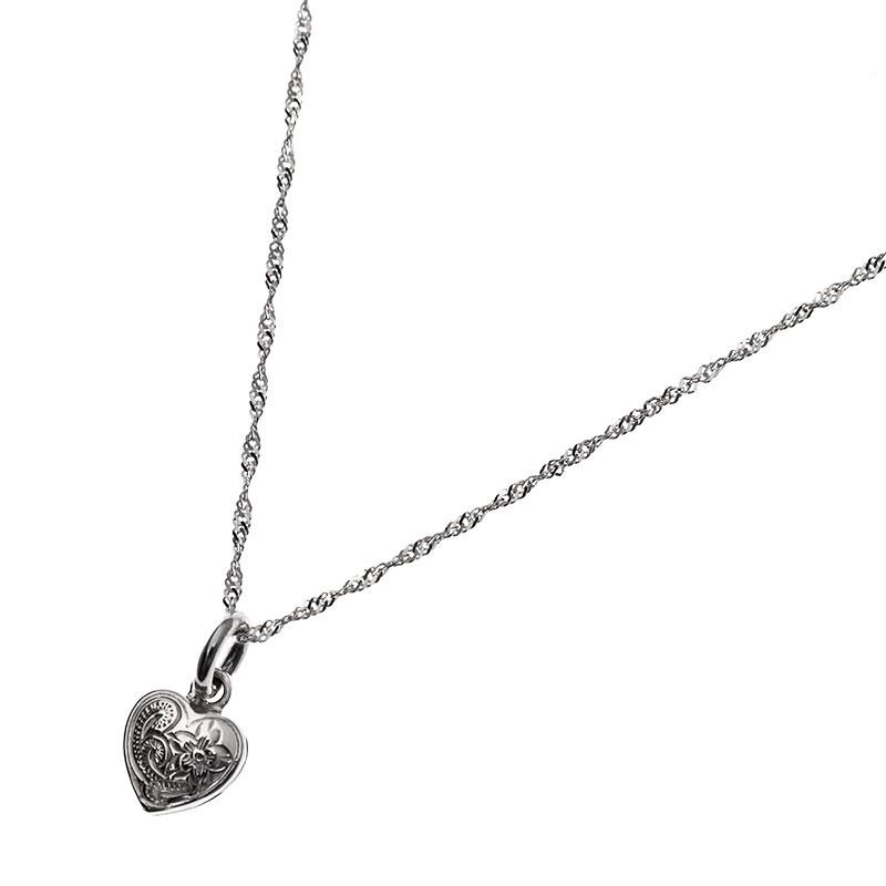 LONO ハート ペンダント ネックレス プルメリア スクロール 波 PH008B ロノハワイアンジュエリー14K ゴールド 男女兼用の画像
