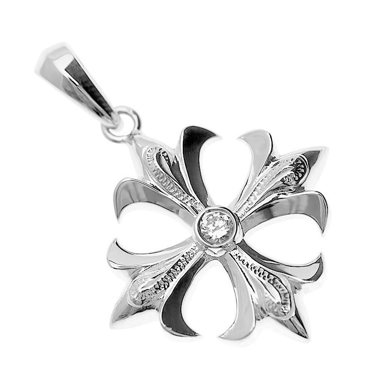 LONO 925刻印 花模様 十字架ネックレス ハワイアンジュエリー LONO ロノゴシック クロス 十字架 ペンダント