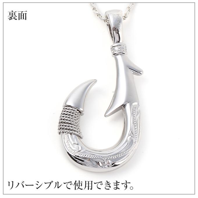 フィッシュフック コアウッド シルバー925 釣り針 Lサイズ [チェーン付] ハワイアンジュエリーペンダントトップ ペンダントヘッド ネックレスの画像