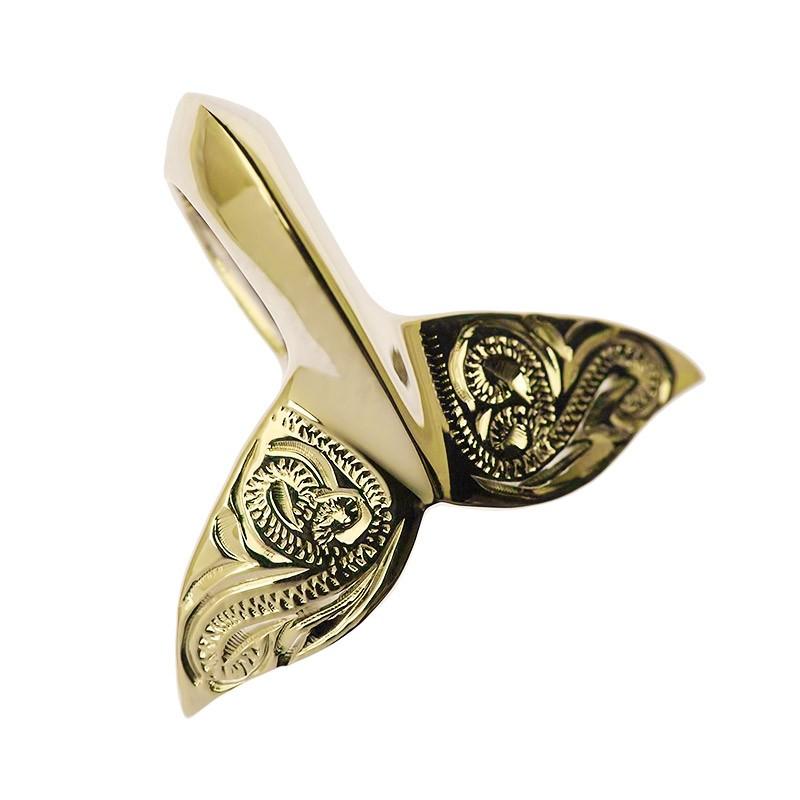 ハワイアンジュエリー  LONO ロノ ペンダント トップ ヘッド 14K 14金 ゴールド ホエール テール くじら クジラ 鯨 尻尾 テイル 波 スクロールの画像