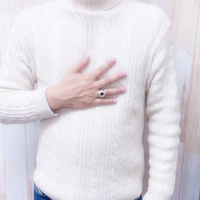 LONO オニキス カレッジ リング 指輪 RS002+NX ロノ ハワイアンジュエリー ペアリング ピンキーリング シルバー シルバー925 ユニセックスの画像