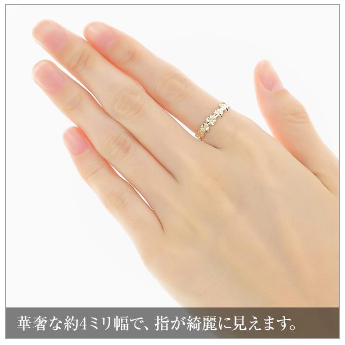 ハワイアンジュエリー【選べる3色】 ピンキーリング リング 指輪 幅4ミリ サイズ2号〜14号 ゴールド 14金 14Kゴールド 波 プルメリアの画像