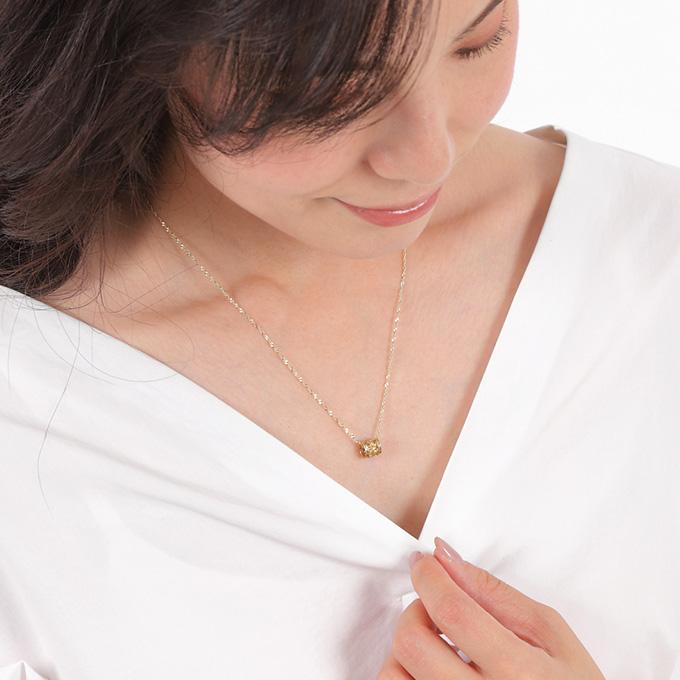 ハワイアンジュエリーネックレス 【チェーン付】 ゴールド ペンダント 14金 14K イエローゴールド バレル 樽 プルメリア 花 プチの画像