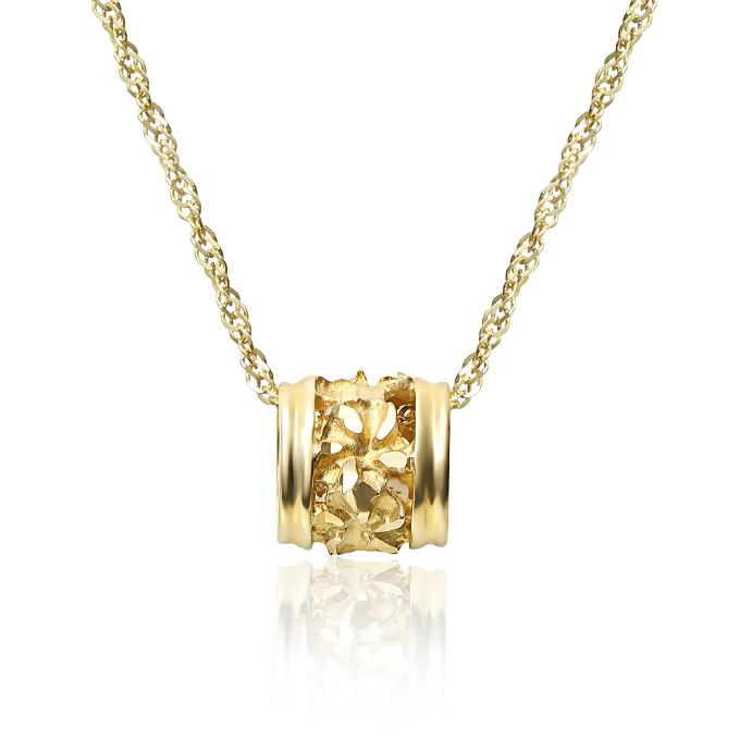 ハワイアンジュエリーネックレス 【チェーン付】 ゴールド ペンダント 14金 14K イエローゴールド バレル 樽 プルメリア 花 プチの画像