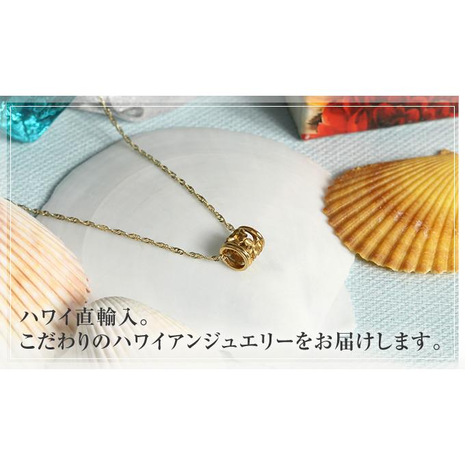 ハワイアンジュエリーネックレス 【チェーン付】 ゴールド ペンダント 14金 14K イエローゴールド バレル 樽 プルメリア 花 プチの画像