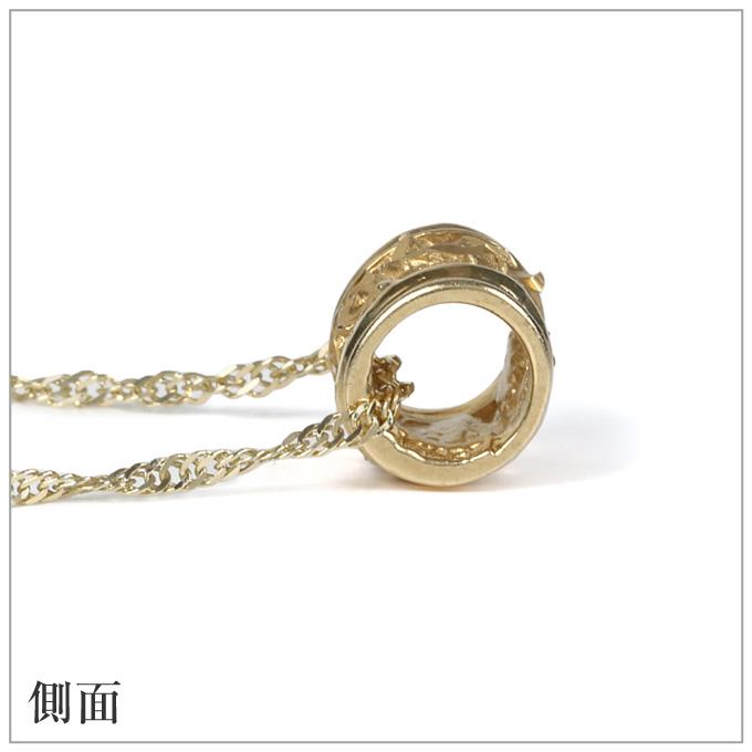 ハワイアンジュエリーネックレス 【チェーン付】 ゴールド ペンダント 14金 14K イエローゴールド バレル 樽 プルメリア 花 プチの画像