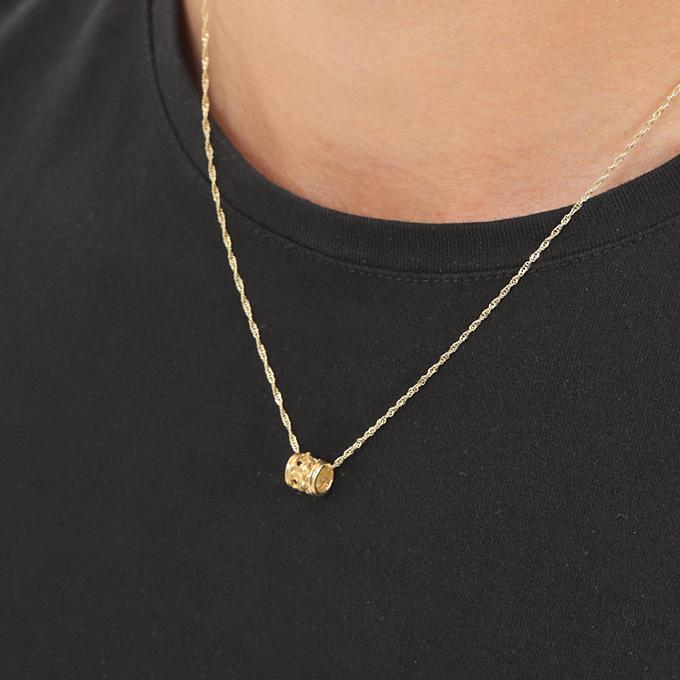 ハワイアンジュエリーネックレス 【チェーン付】 ゴールド ペンダント 14金 14K イエローゴールド バレル 樽 プルメリア 花 プチの画像