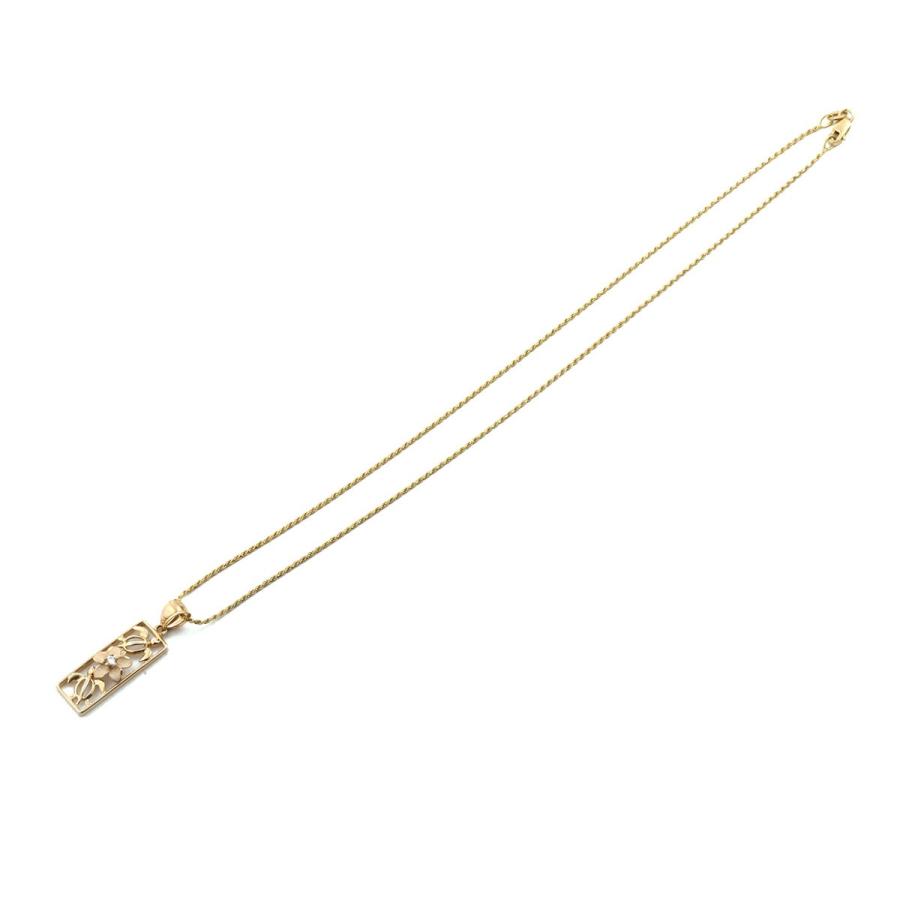 ハワイアンジュエリーペンダントトップ ペンダントヘッド レディース 14K 14金 イエローゴールド ホヌ プルメリア バー クリアキュービックジルコニアの画像
