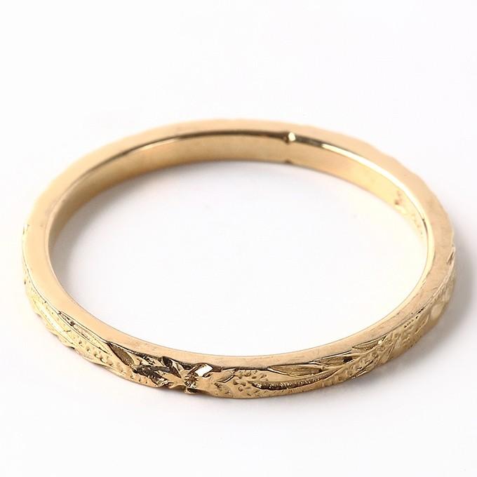 ハワイアンジュエリー指輪 レディース フラット ピンキーリング 14K ゴールド 金 誕生日プレゼントの画像