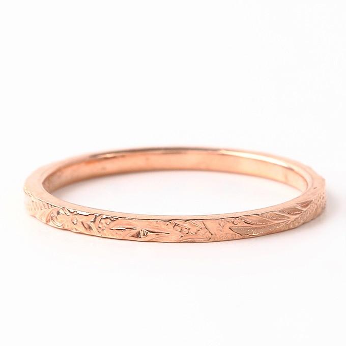 ハワイアンジュエリー指輪 レディース フラット ピンキーリング 14K ゴールド 金 誕生日プレゼントの画像