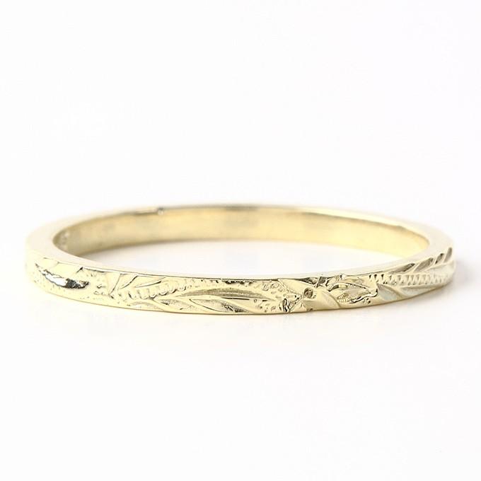 ハワイアンジュエリー指輪 レディース フラット ピンキーリング 14K ゴールド 金 誕生日プレゼントの画像
