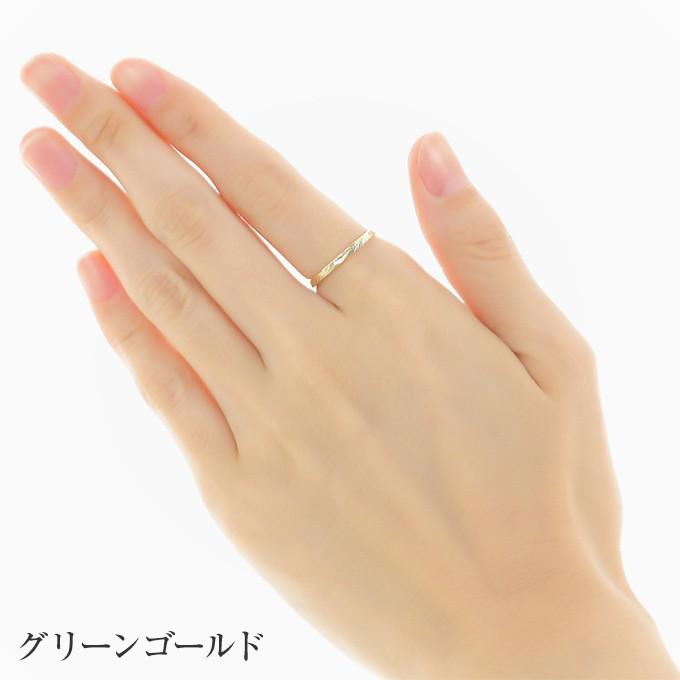 ハワイアンジュエリー指輪 レディース フラット ピンキーリング 14K ゴールド 金 誕生日プレゼントの画像