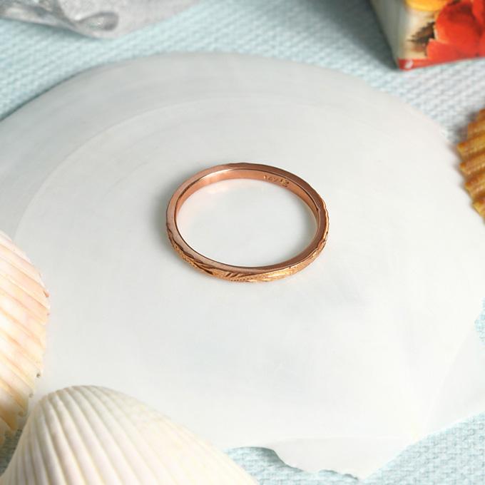 ハワイアンジュエリー　リング  14KYG 2mm幅　7号 ハワイアンジュエリー リング 14KYG 2mm幅 7号