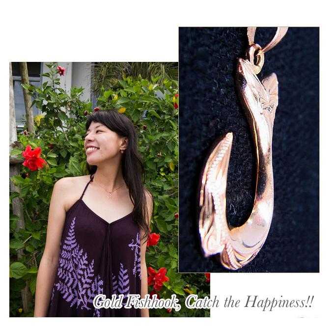 ハワイアンジュエリー 14Ｋピンクゴールド ペンダントトップ ハワイアンジュエリーフィッシュフック 14金 ピンクゴールド