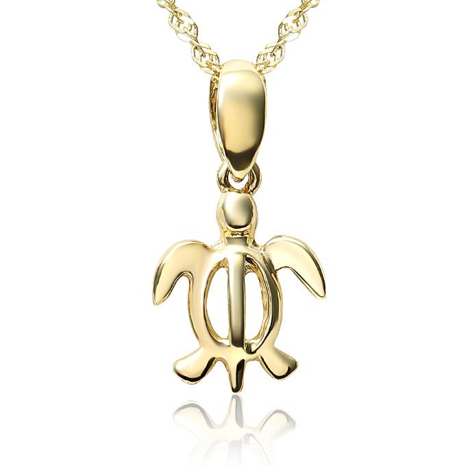 美品【Hawaiian jewelry】ゴールド シンプルチェーンネックレス ハワイアンジュエリーネックレス 【チェーン付】 ゴールド ペンダント