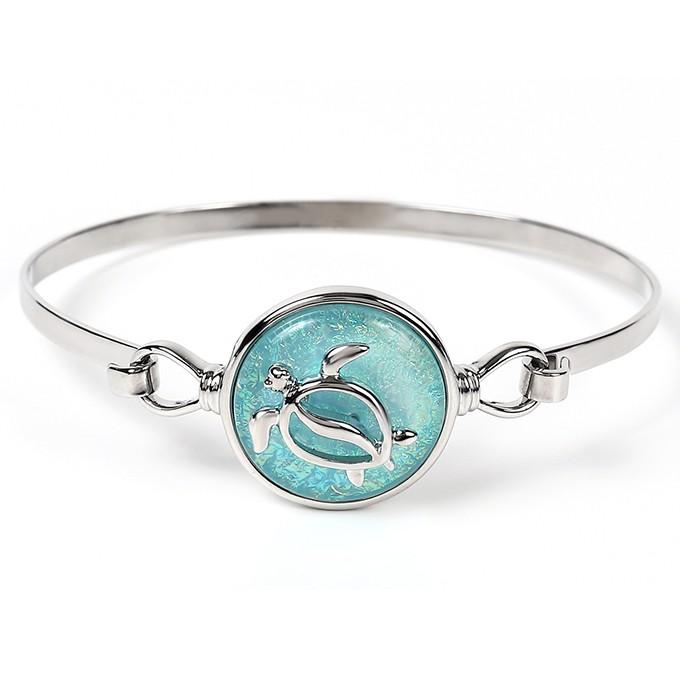 ホヌ「海 亀」 バングル ブレスレット レジン ブルー ハワイアン