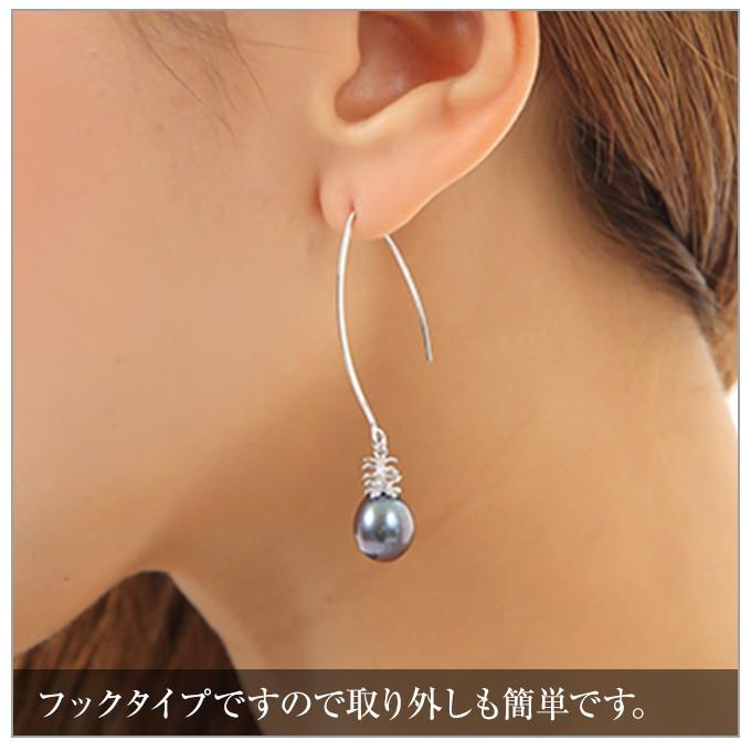 ハワイアンジュエリーピアス レディース フック 金属アレルギー ブラックパール パイナップルモチーフ_6