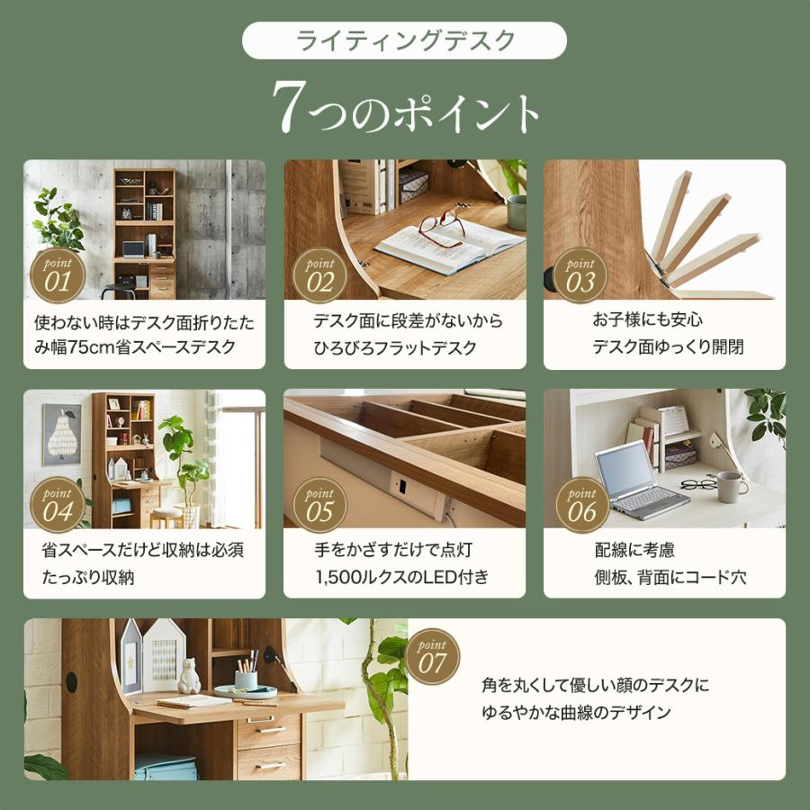 makeーspace ライティングデスク 学習机 コンパクト 折りたたみ 省