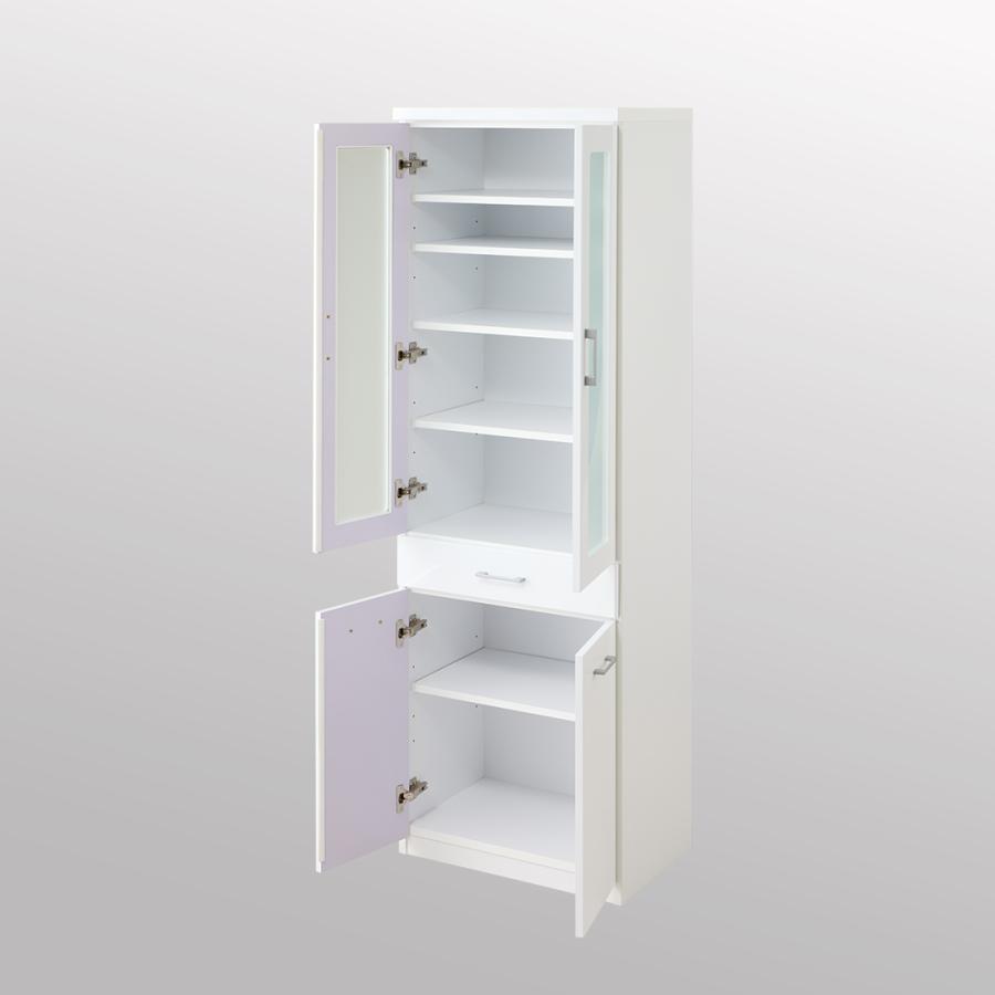 日本製 開梱設置無料 薄型 奥行42cm ダイニングボード 幅60cm ガラス扉 引出し 板扉 白木目 ウォールナット 白鏡面 MK-60DB |  | 02