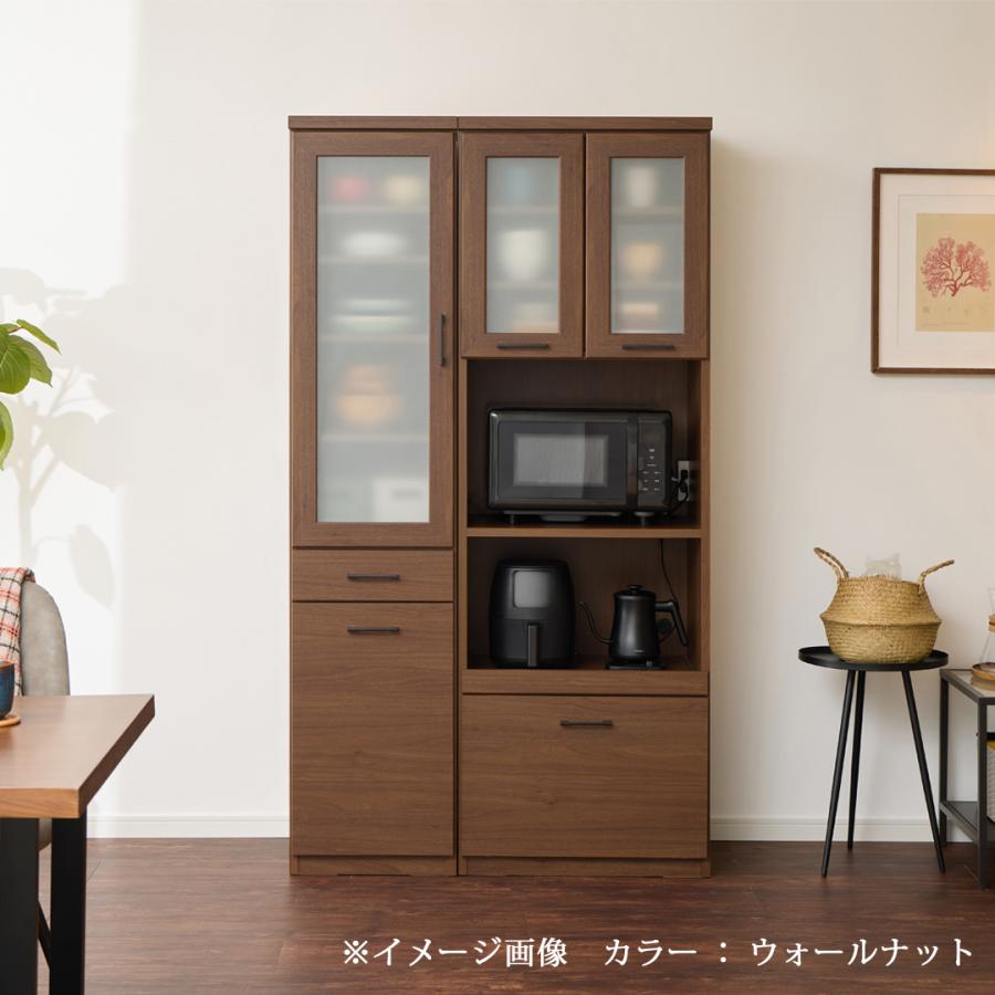 日本製 開梱設置無料 薄型 奥行42cm ダイニングボード 幅75cm ガラス扉 オープンラック 深型引出し 白木目 ウォールナット 白鏡面 MK-75OP |  | 12