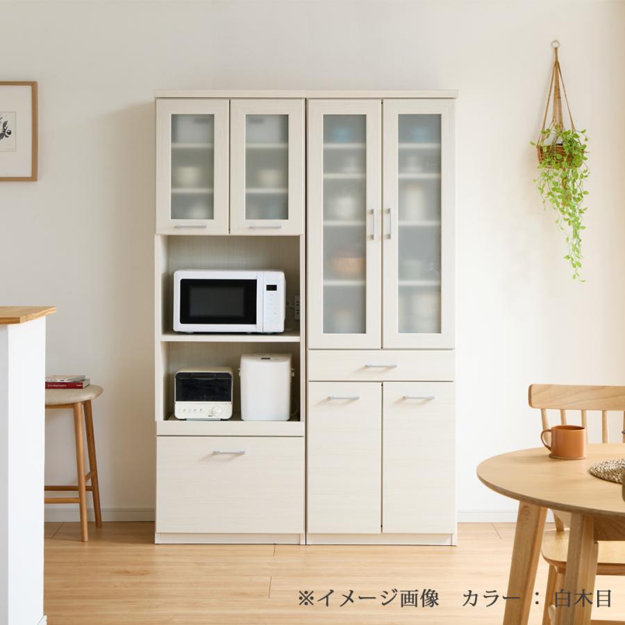 日本製 開梱設置無料 薄型 奥行42cm ダイニングボード 幅75cm ガラス扉 オープンラック 深型引出し 白木目 ウォールナット 白鏡面 MK-75OP |  | 13