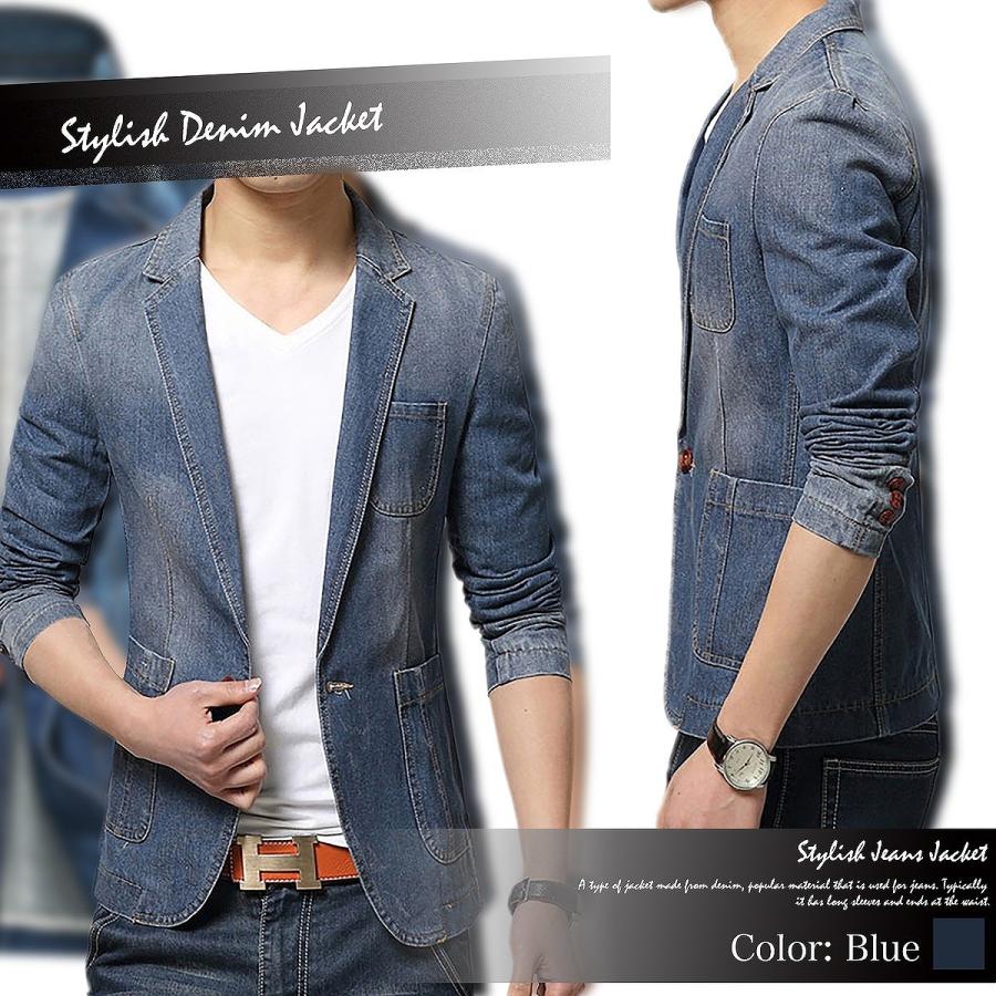 【送料無料】デニム テーラード ジャケット メンズ アウター ジージャン Gジャン メンズジャケット デニムジャケット |  | 02