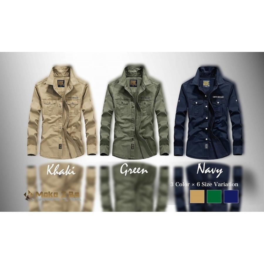 【送料無料】Make 2 Be メンズ 長袖 ミリタリー シャツ メンズシャツ メンズカジュアルシャツ コットンシャツ |  | 01