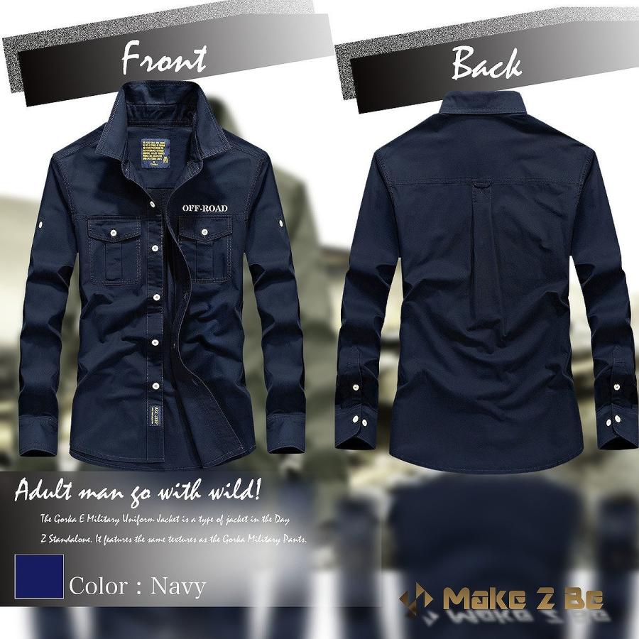 【送料無料】Make 2 Be メンズ 長袖 ミリタリー シャツ メンズシャツ メンズカジュアルシャツ コットンシャツ |  | 03