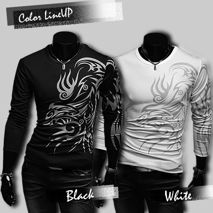 【送料無料】メンズ インパクト ロンＴ トライバル柄 ドラゴン 長袖 Tシャツ | 