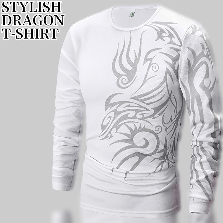 【送料無料】メンズ インパクト ロンＴ トライバル柄 ドラゴン 長袖 Tシャツ |  | 04