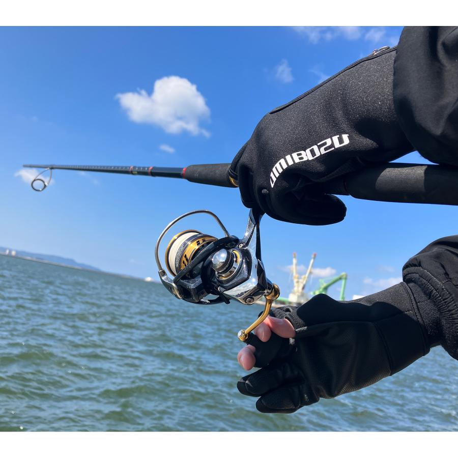 【再入荷】UMIBOZU ウミボウズ 釣り グローブ フィッシンググローブ 釣り用手袋 冬 防寒 YKK止水ジッパー 裏起毛 釣りグローブ 手袋 冬用グローブ 三本指出し |  | 10