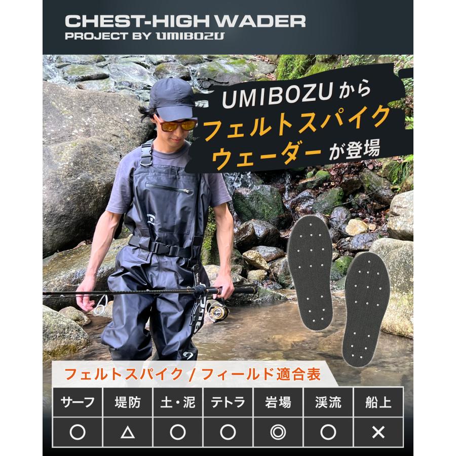 【SALE】釣具　ハイウェーダフェルトラバーソール　Mサイズ　２５cm　中古　リサイクルショップ宮崎屋住吉店24.1.14ｋ フェルトスパイクソール】 ウェーダー UMIBOZU ウミボウズ 釣り 渓流