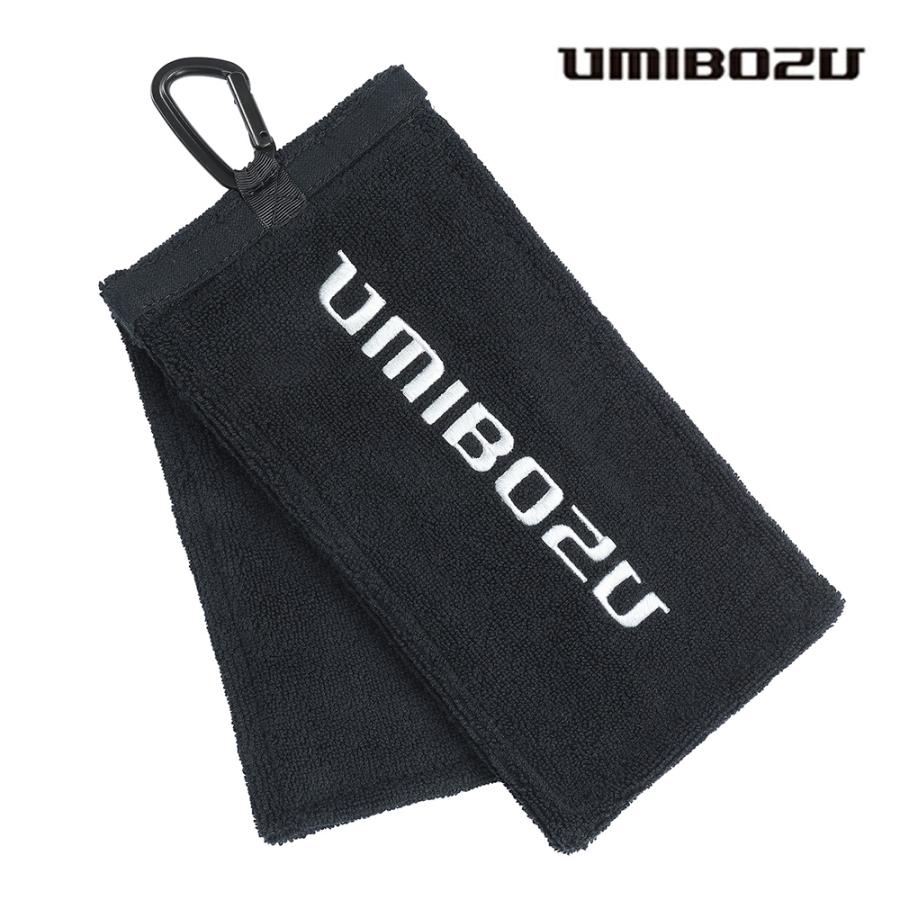 フィッシングタオル 釣り UMIBOZU ウミボウズ　釣り タオル フィッシングタオル タオルホルダー カラビナ 便利 小物 ブラック　おしゃれ　コットン | 