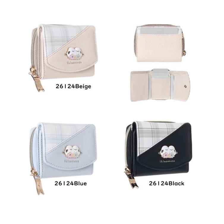 WC26124　Coboca　しまえなが　コンパクト財布　お財布　財布　レディース財布　三つ折り財布　お財布 コンパクト　小銭入れ　シマエナガミニ財布 | 