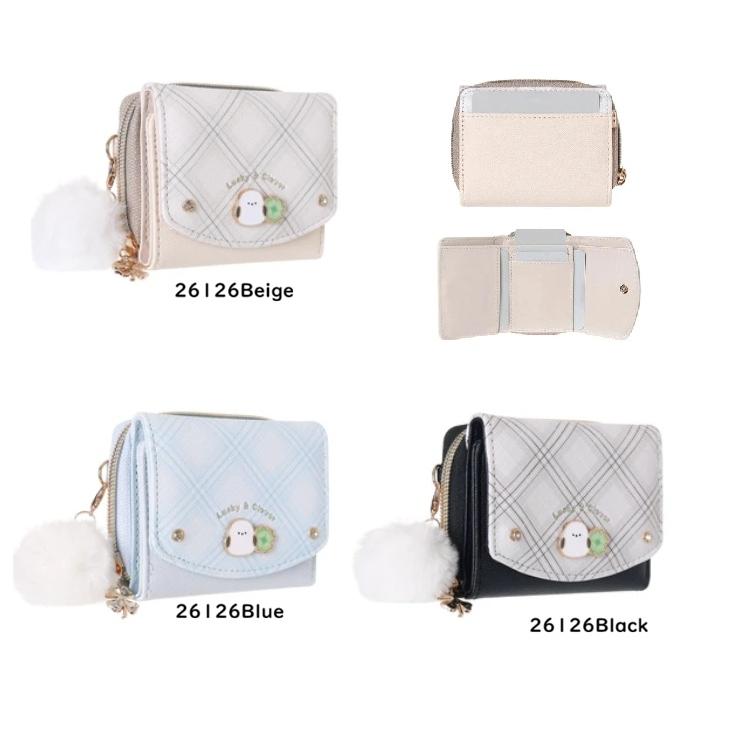 WC26126　Coboca　しまえなが　コンパクト財布　お財布　財布　レディース財布　三つ折り財布　お財布 コンパクト　小銭入れ　シマエナガミニ財布 | 