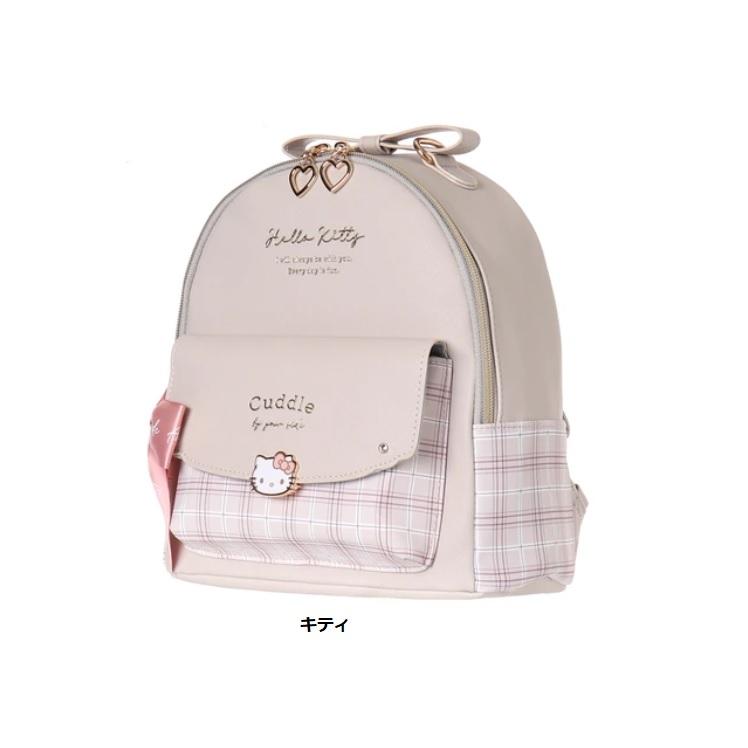 サンリオ合皮チェックプレートリボン付ミニデイパック　サンリオ　クロミ　ポチャッコ　シナモロール　ミニリュック　リュック　デイパック　ミニデイパック | クロミ | 01