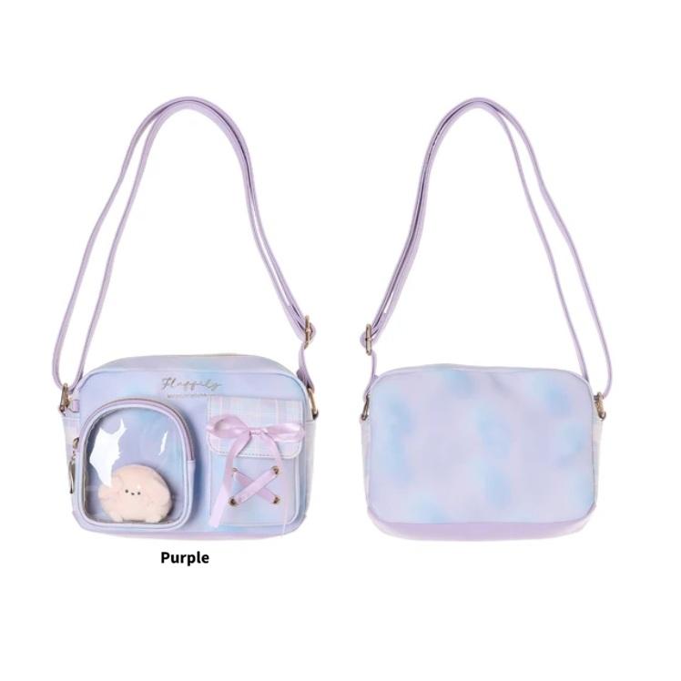Coboca+合皮グラデチェック2ポケット ぷくぴとショルダー ぬいぐるみ