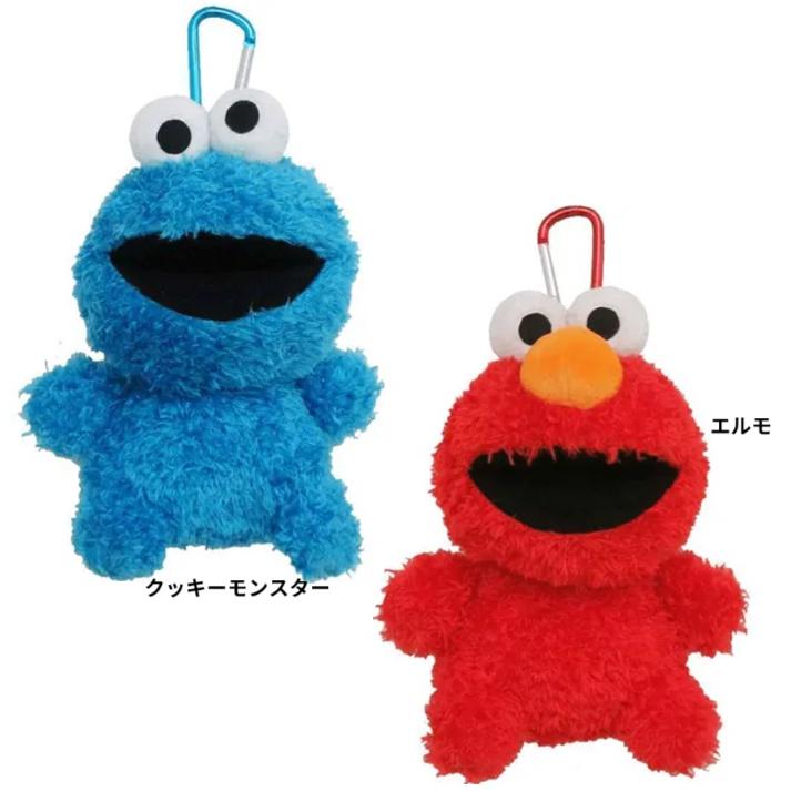 セサミストリート　エルモ　クッキーモンスター　カラビナ付きぬいぐるみポーチ　ポーチ　キャリーポーチ　ミニポーチ　アクセサリーポーチ　バッグチャーム | SESAME STREET