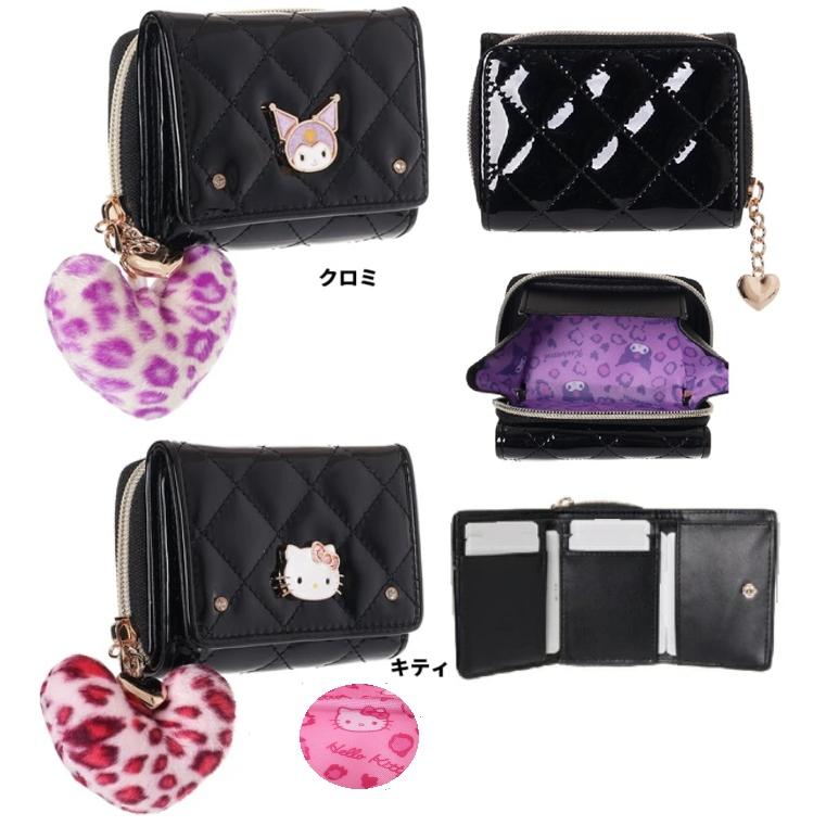 サンリオ　エナメルキルトプレートミニ財布　クロミ　キティ　コンパクト財布　お財布　財布　レディース財布　三つ折り財布　お財布 コンパクト | ハローキティ