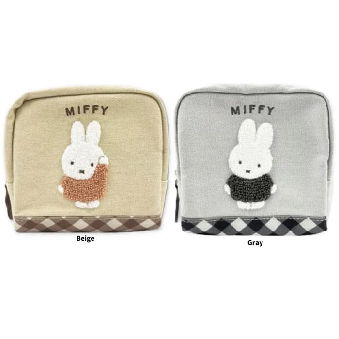 ミッフィー 　ダイアゴナルチェックシリーズ 　ボックスポーチ　スクエアポーチ　　ポーチ　コスメポーチ 　化粧ポーチ | Miffy