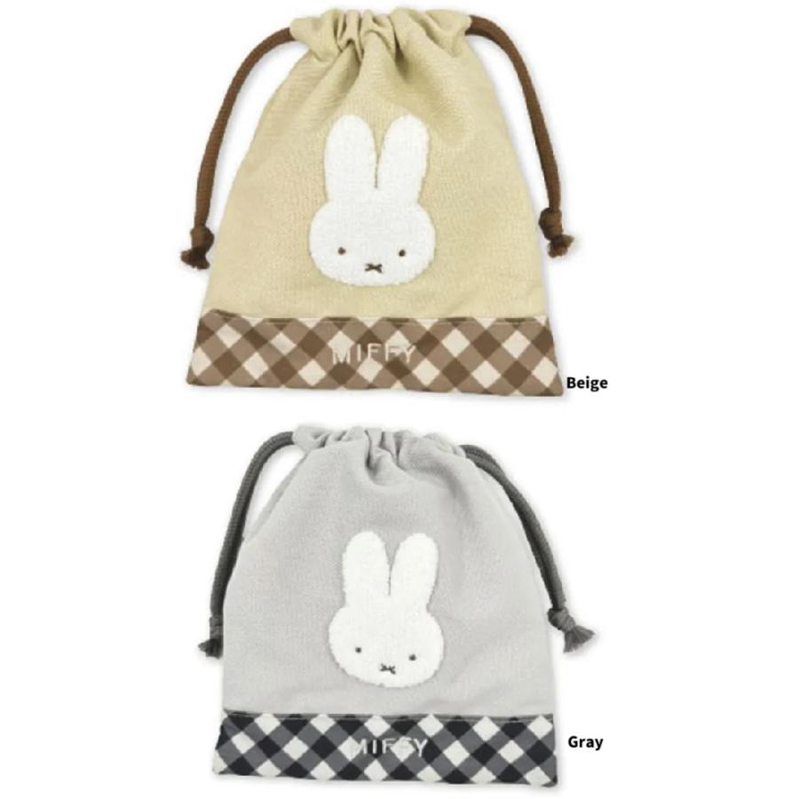 ミッフィー 　ダイアゴナルチェックシリーズ 　巾着　ミニポーチ　巾着ポーチ　あめちゃんポーチ 　化粧ポーチ | Miffy