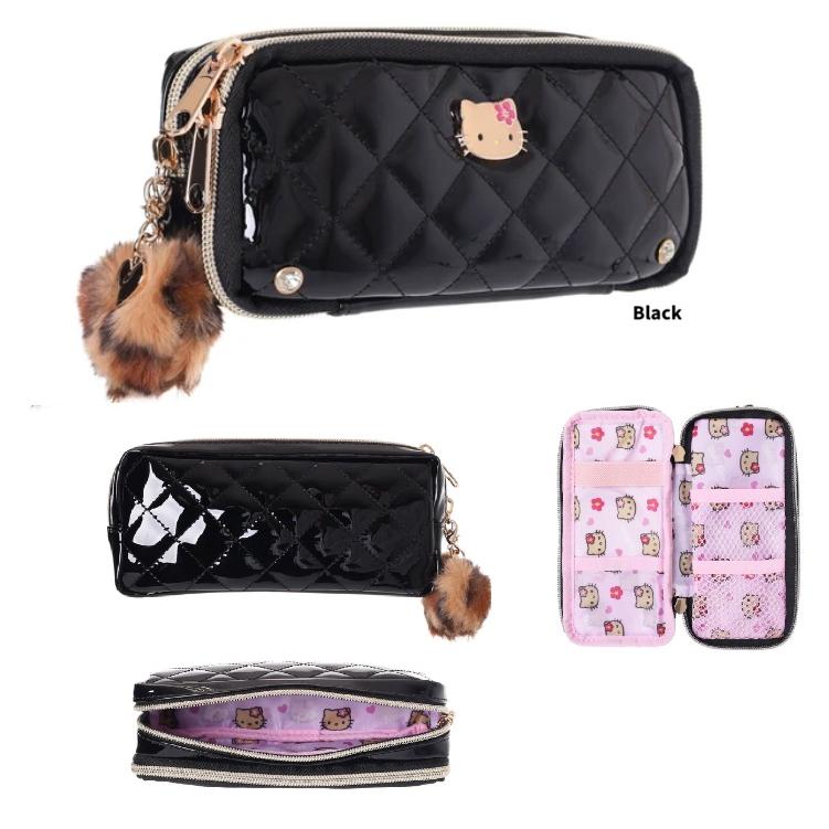 爆買　ハローキティエナメルキルトプレート多機能ポーチ(日焼け)　サンリオ　キティ　ペンポーチ　ペンケース　多機能ポーチ　メイクポーチ　ax | sanrio