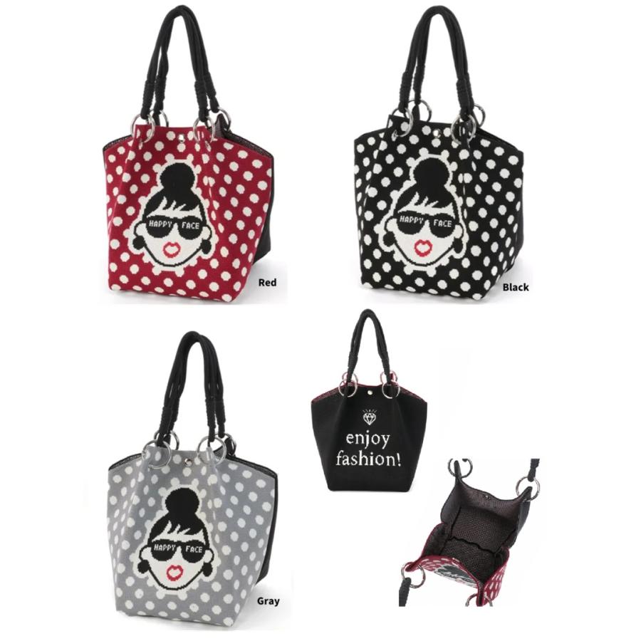 HAPPY FACE 　ミニニットバッグ　 ドット　ハッピーフェイス　トートバッグ　 バッグ 　レディース　ニットバッグ　トート　バッグ | 
