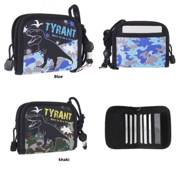 ポリ恐竜迷彩柄ラウンドファスナー財布　恐竜　迷彩柄　ネックポーチ 　子供財布　キッズ財布　ラウンド財布　 ストラップ付き財布 お財布　コインケース | 