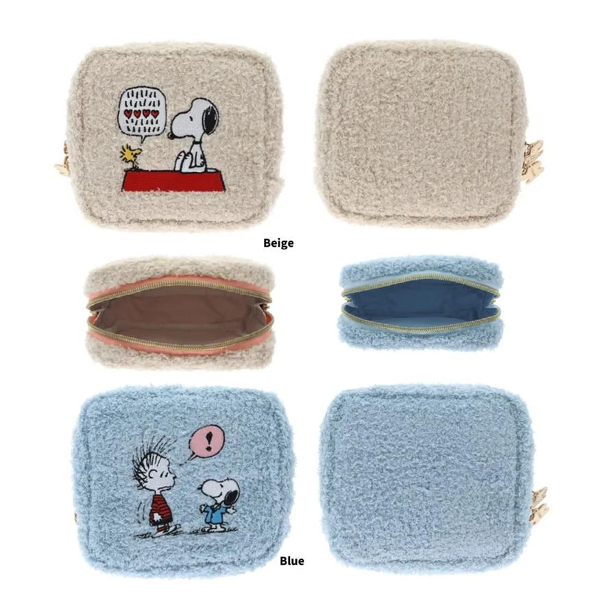 スクエアポーチ PEANUTS Favorite Stor　スヌーピー　 ボアポーチ　スクエアポーチ　　ポーチ　小物入れ　メイクポーチ　コスメポーチ　化粧ポーチ　ポーチ | SNOOPY