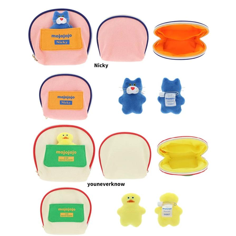 mojojojo　ポーチ　 ぬいぐるみバッジ付きポーチ　スンスンポーチ　　ポーチ　コスメポーチ 　化粧ポーチ | 
