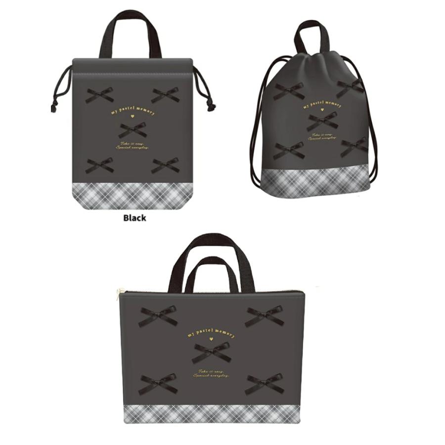 女の子3点セット リボン付き レッスンバッグ シューズバッグ